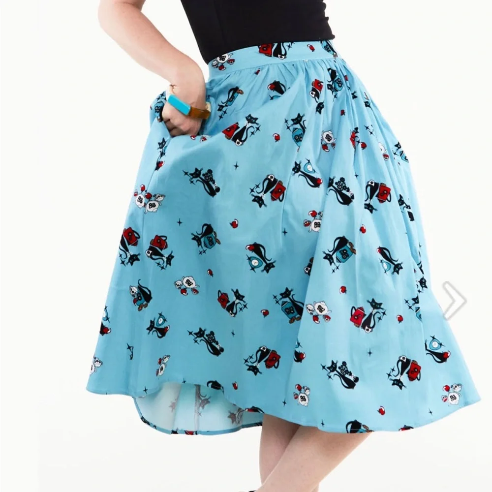 Voodoo Vixen Harper Kitten Print Skirt - Picture 4 of 8